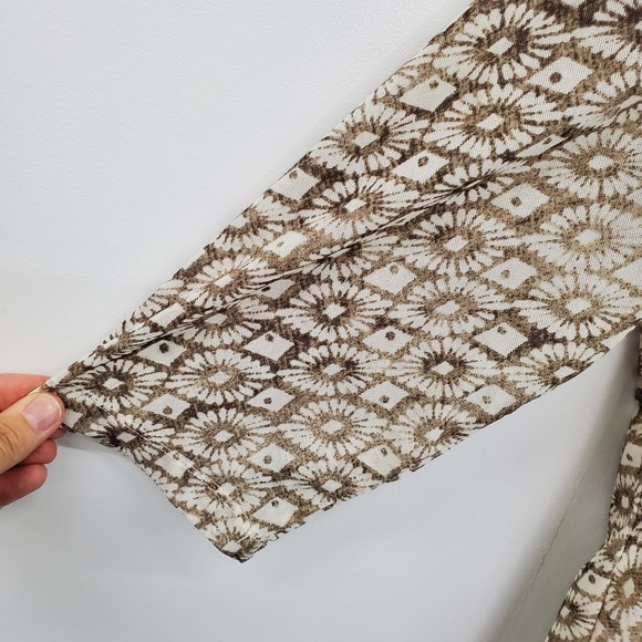 Chico's Womens 3 (XL) Brown Tan Abstract Diamond Print Asymmetric Hem Tunic Top - Picture 6 of 13